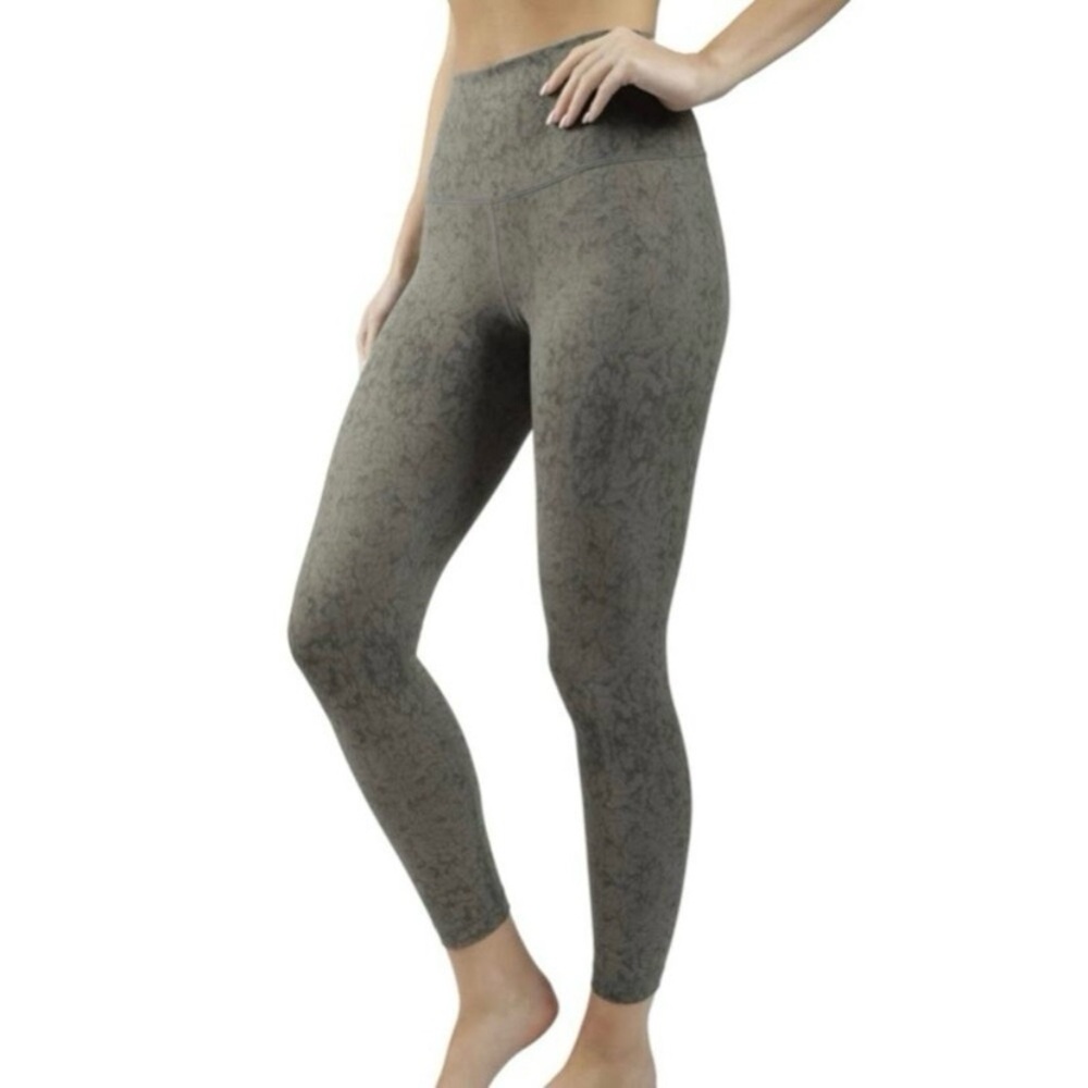 NEW Yogalicious Water Droplet Sage Green High Rise Ankle Cropped Legging Small S